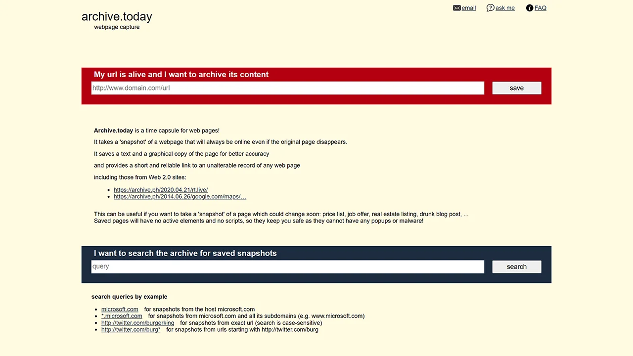 Screenshot 1 of Archive.ph