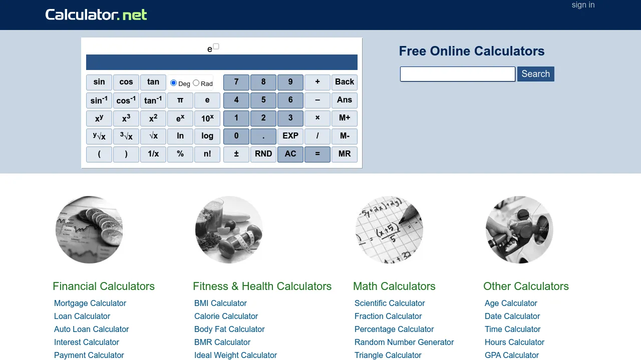 Screenshot 1 of Calculator.net
