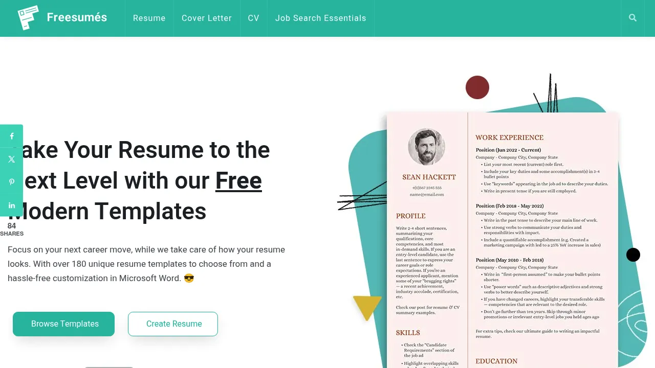 Screenshot 1 of Freesumes