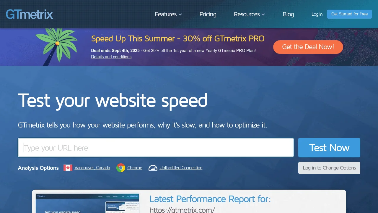 Screenshot 1 of GTmetrix