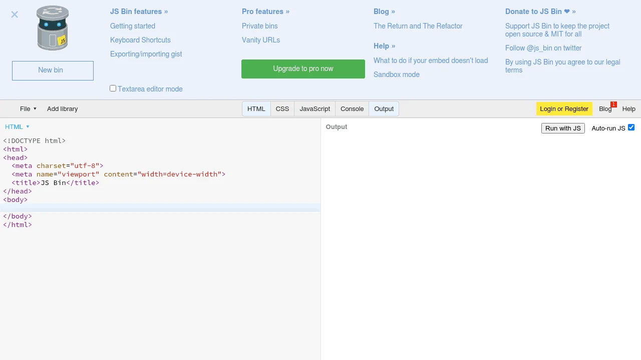 Screenshot 1 of JS Bin