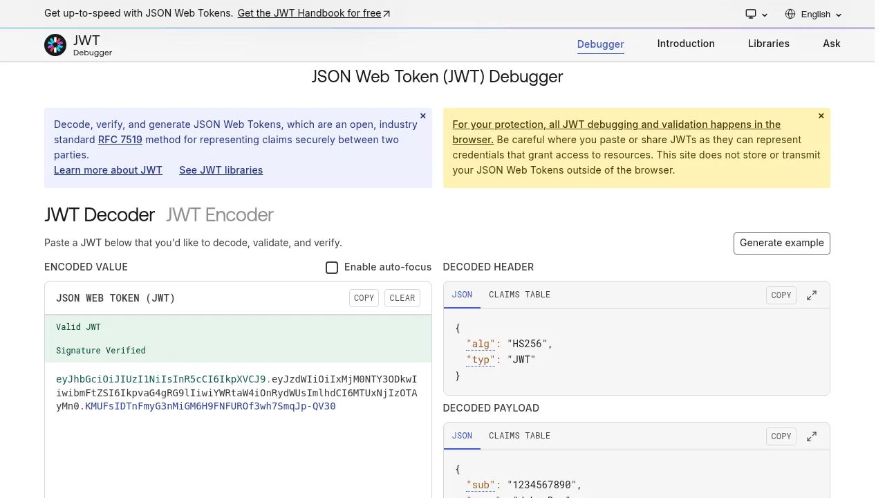 Screenshot 1 of JWT.io