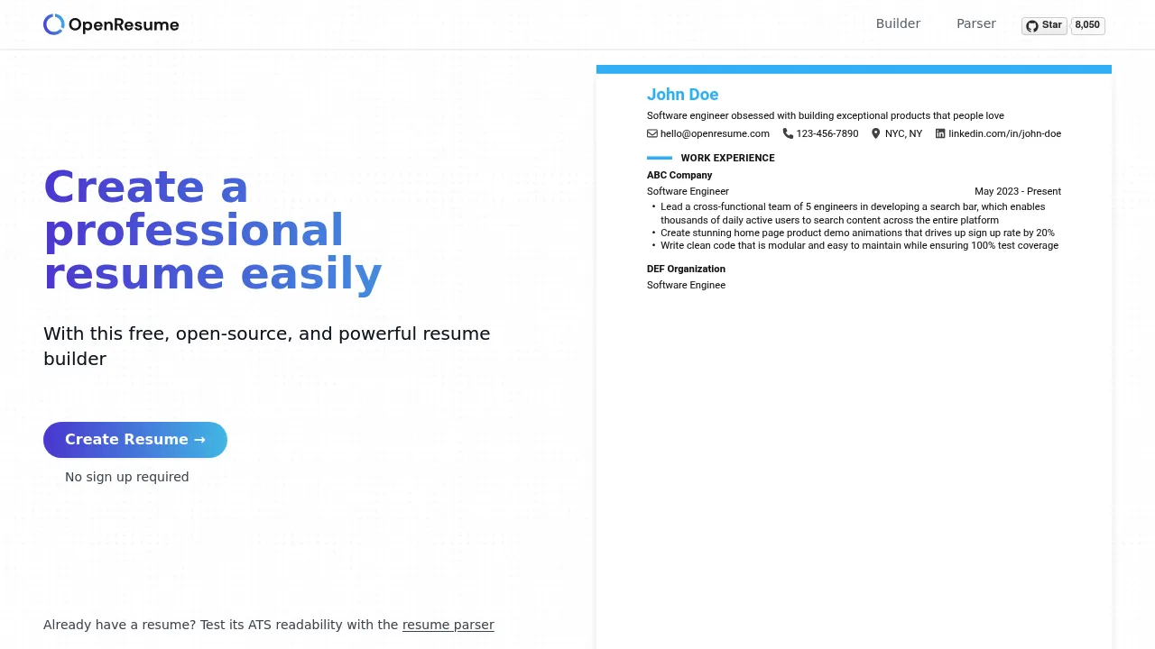 Screenshot 1 of Open Resume