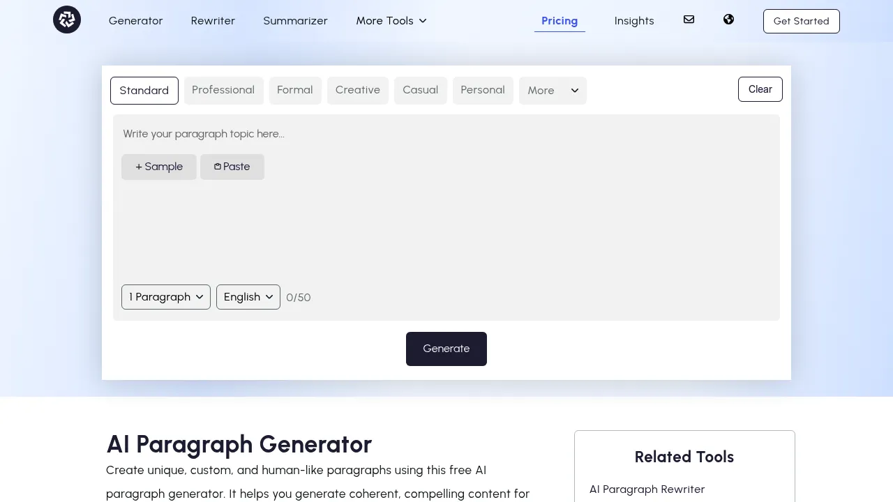 Screenshot 1 of Paragraph Generator
