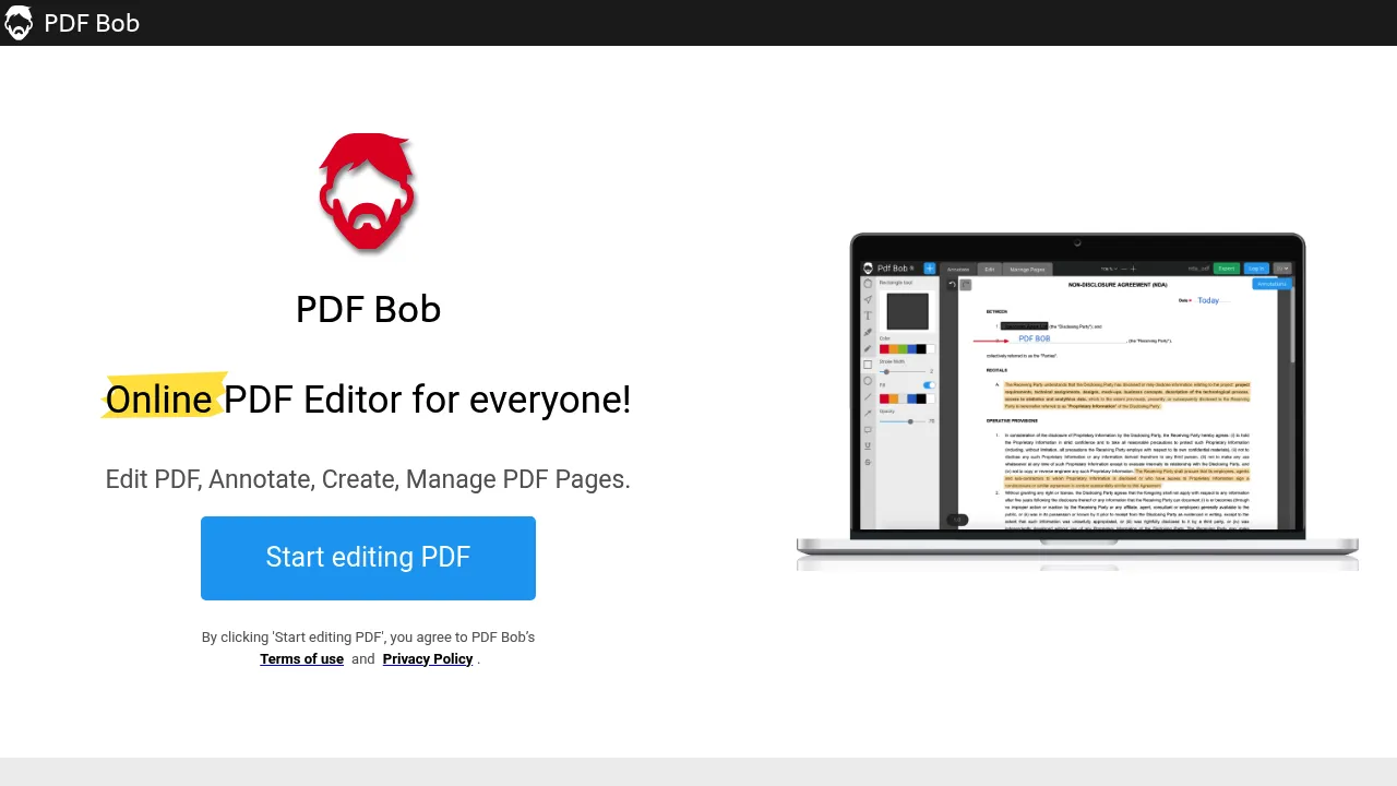 Screenshot of PDF Bob