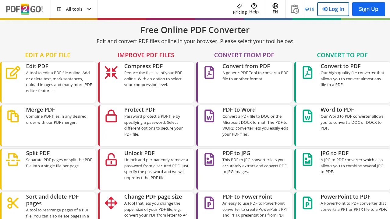 Screenshot 1 of PDF2Go