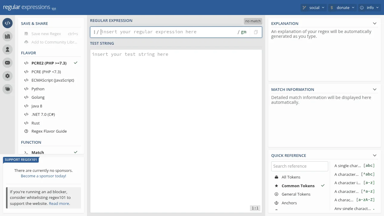 Screenshot 1 of Regex101