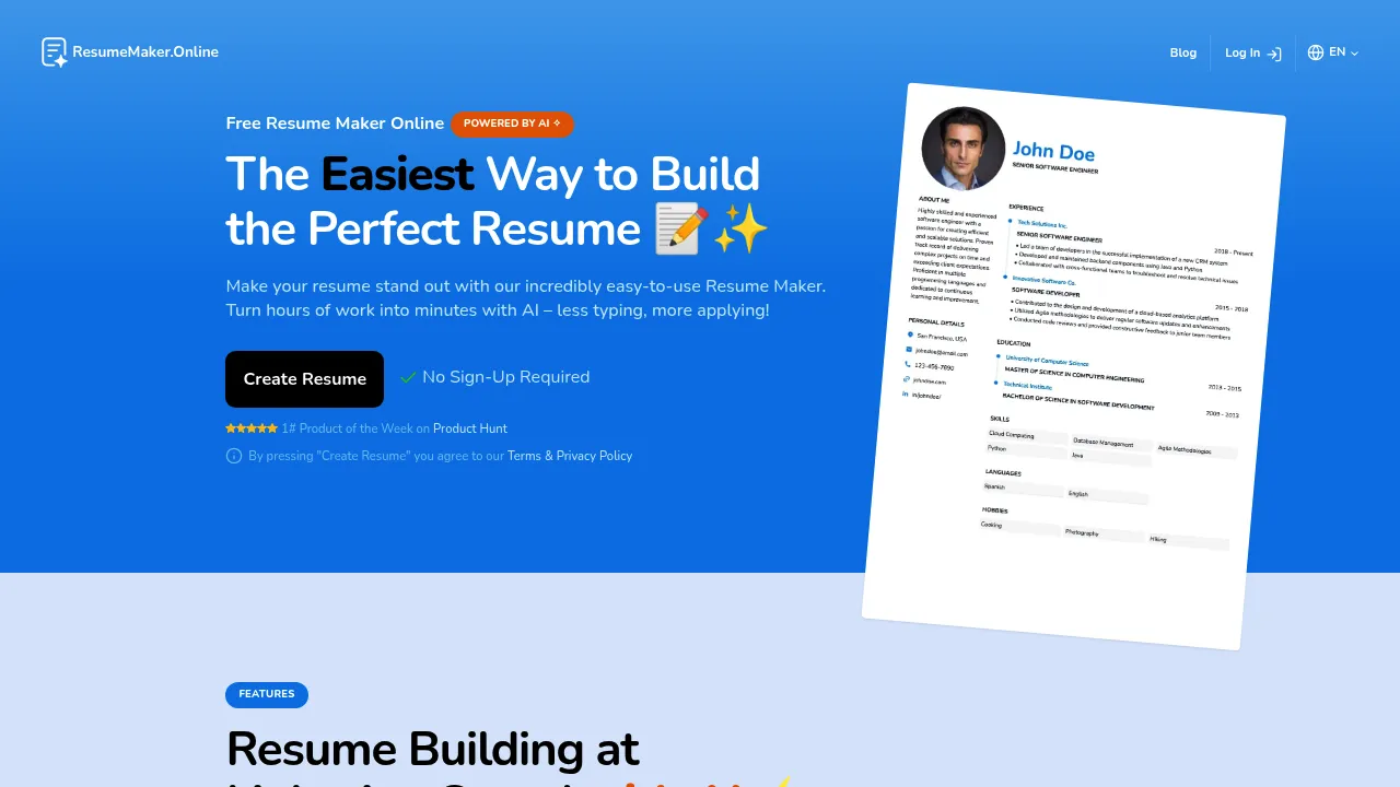Screenshot 1 of ResumeMaker.online