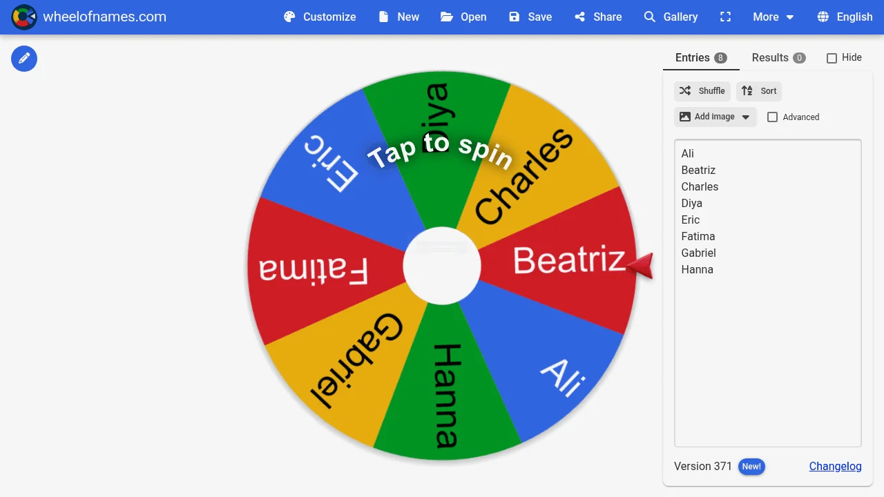 Screenshot 1 of Wheel of Names